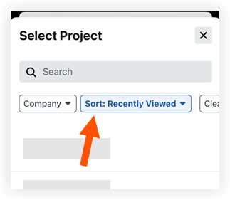 Sort filter in Project and Company Selector iOS.png